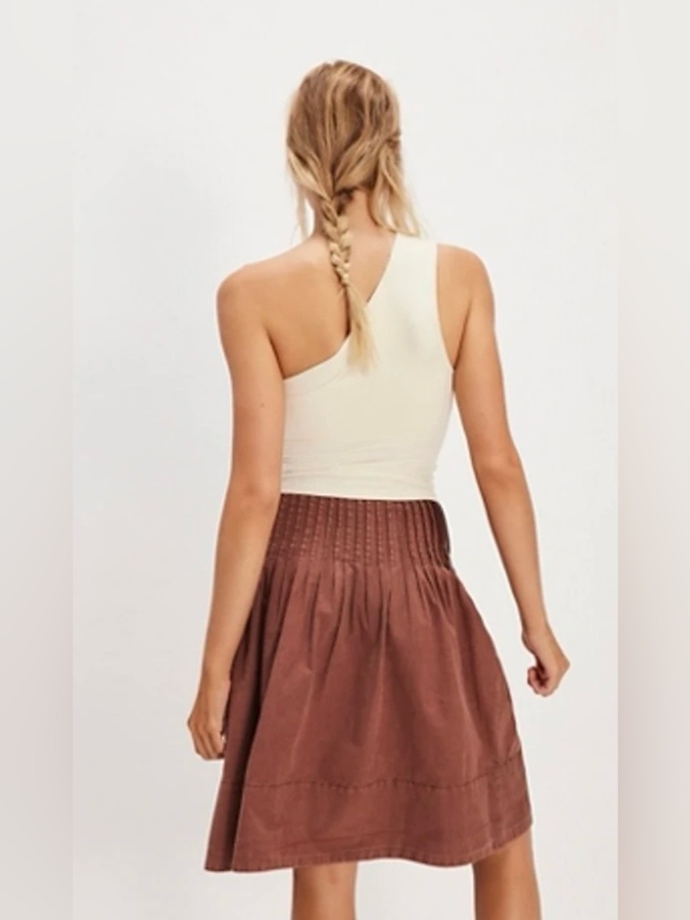 NWT Free People Peyton Pintuck Midi Skirt Spiced Chocolate color Sold out online